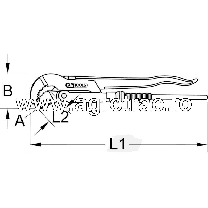 Cleste pentru tevi 2'' KS-Tools 550mm