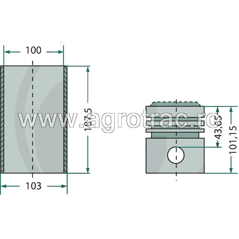 Set piston 4653280 + 79037500 + 1909172 pentru Fiat motor Iveco