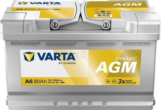 [15335] ACUMULATOR VARTA 80AH 800A AGM A6 580901080 ~