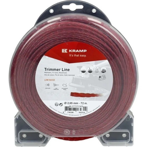 [NL2772TCKR] Fir taiere rasucit 2.65mm 72m rosu pentru motocoasa
