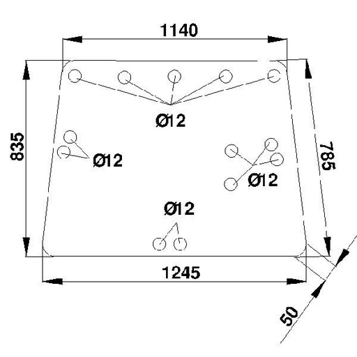 [650813840 26/4071-9 D8070] Parbriz spate L36606 pentru John Deere SG2 balama cu 5 gauri