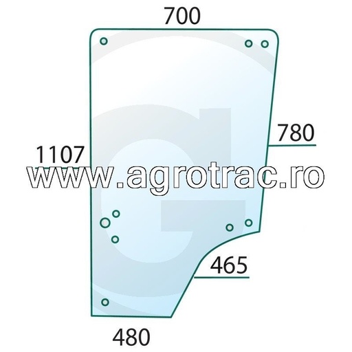 [650885730 26/4022-23] Geam usa deasupra L57904 pentru John Deere stanga sau dreapta